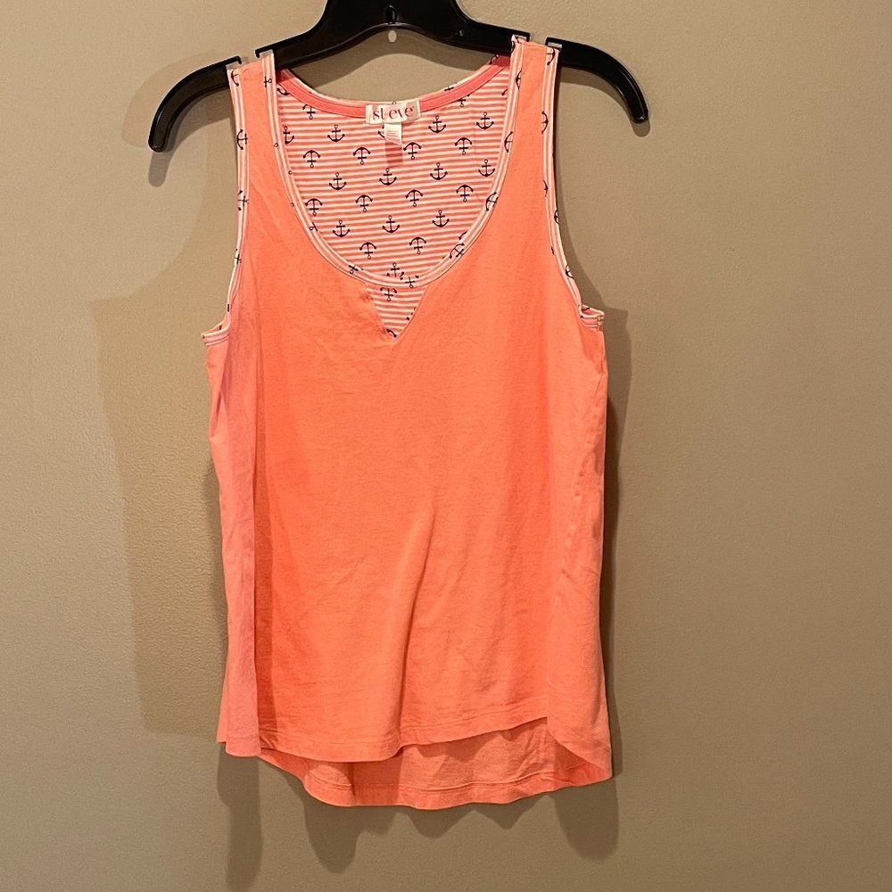 St Eve Womens Stripe & Anchor Print Tank Top sz M